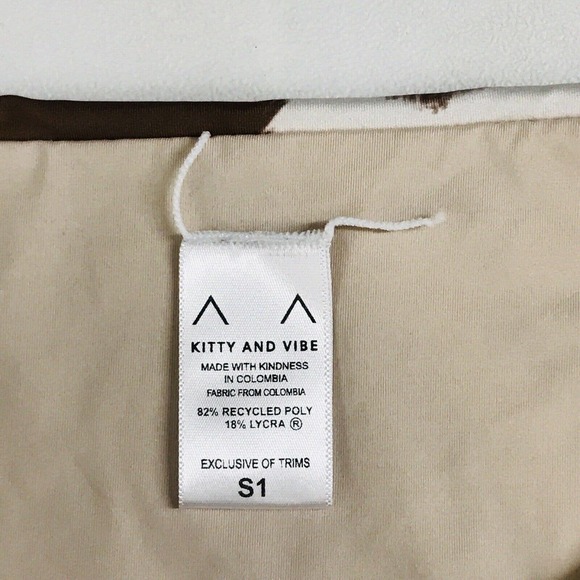 Kitty and Vibe Women's S1 0-00 Bikini Bottom Cow Print Brown White AK39 - Picture 2 of 4